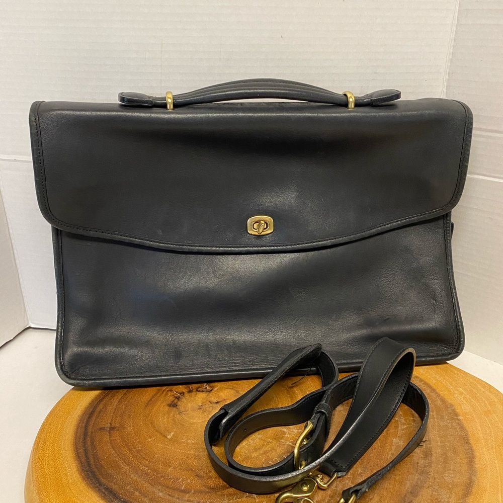 Coach Classic All Leather Briefcase w/ Strap - Picture 2 of 15